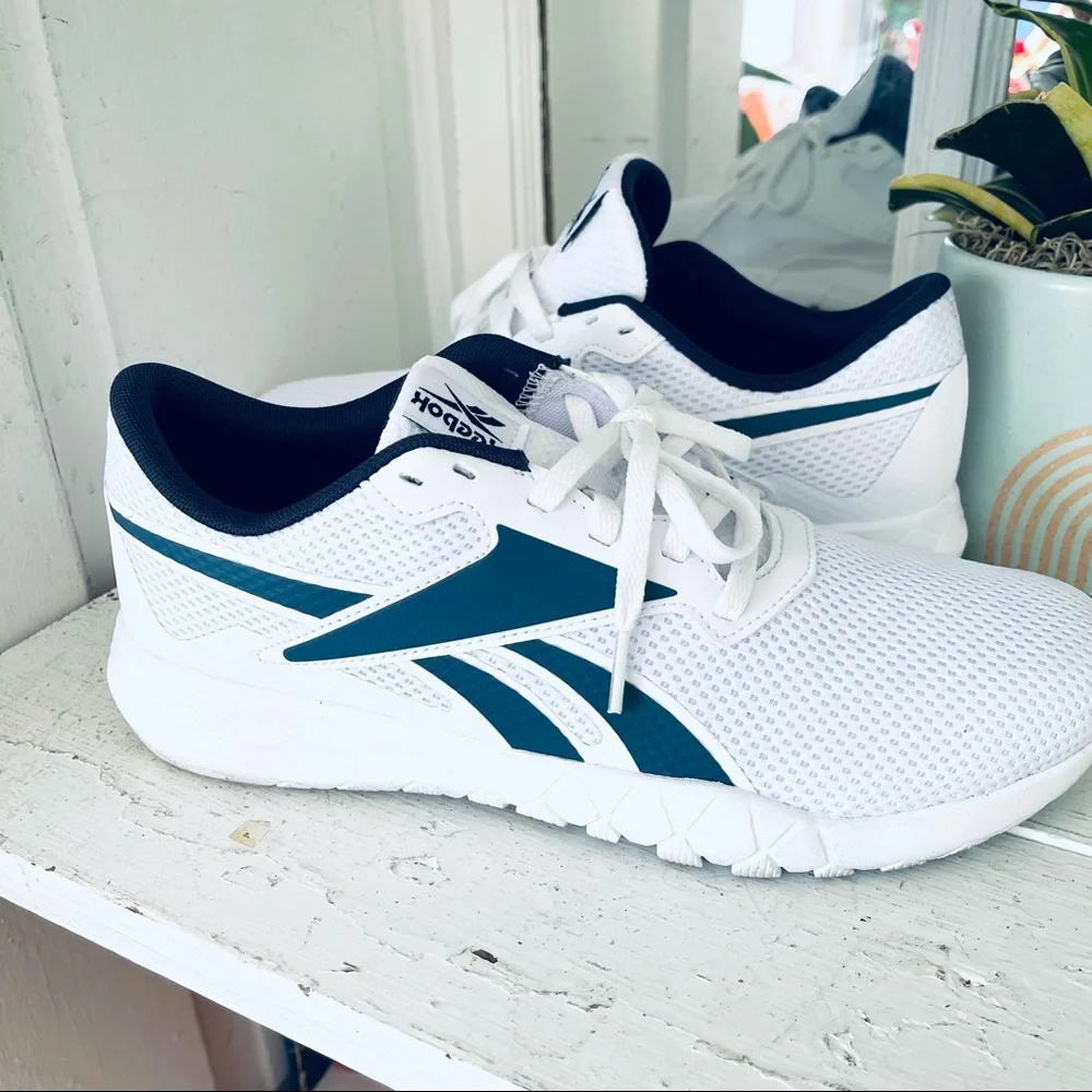 Reebok Womens Flexagon Energy 3 White Navy Running Shoes Sneakers Size 9 GUC - Picture 2 of 6